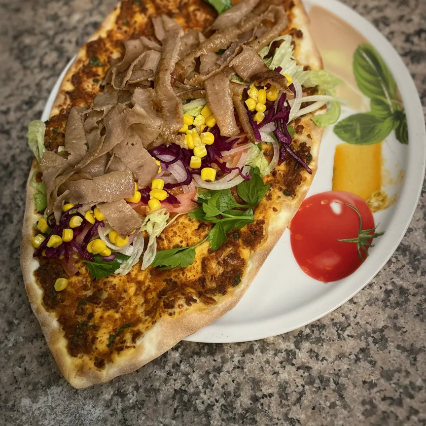 Döner-Teller mit Fleisch, Salat und frischem Gemüse